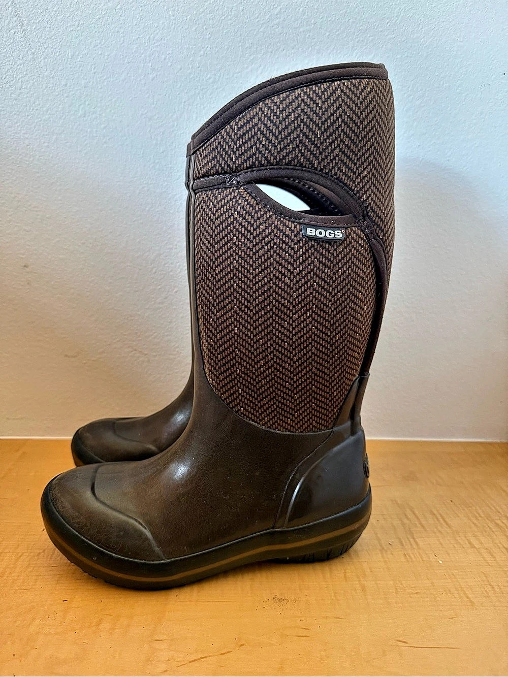 BOGS Herringbone Tall Boots Women 6 Brown Waterproof Winter Rain Boots